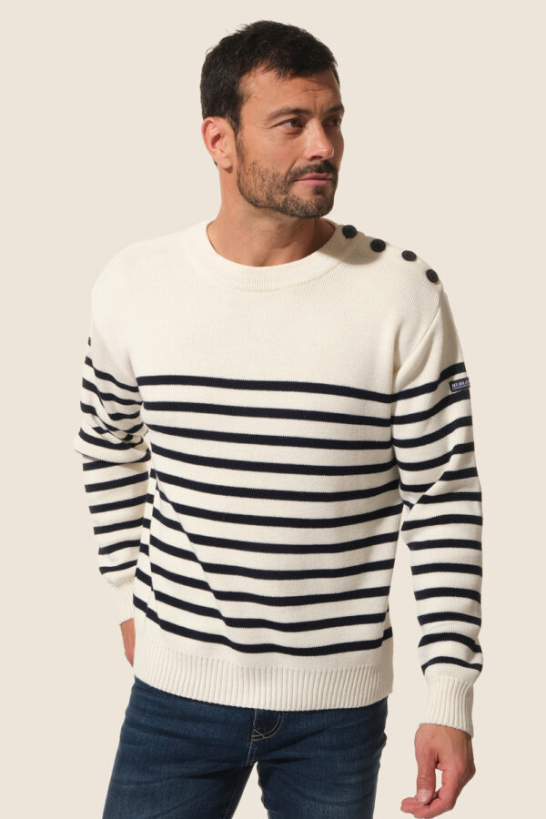 Pull homme rayé col rond Manuel