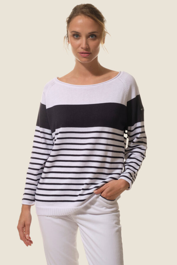 Pull femme col rond Orchidée