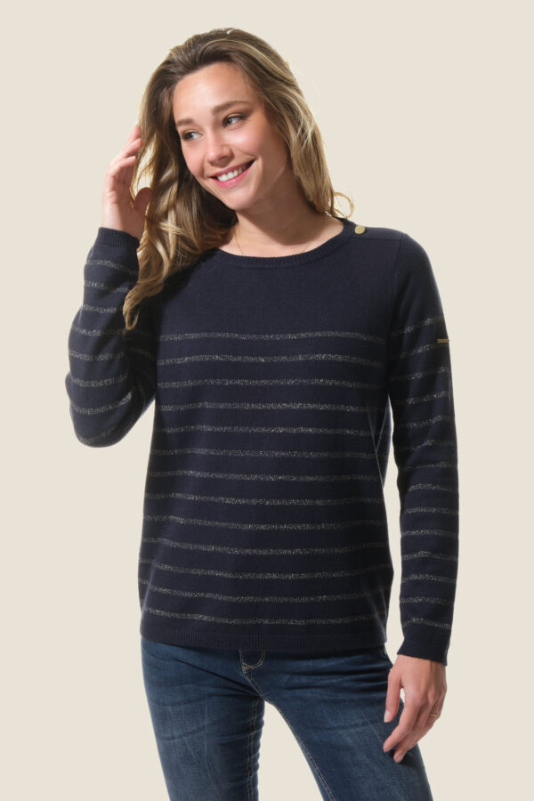 Pull femme avec rayures lurex Mosaline