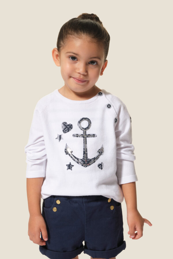 Pull fille col rond Odelice